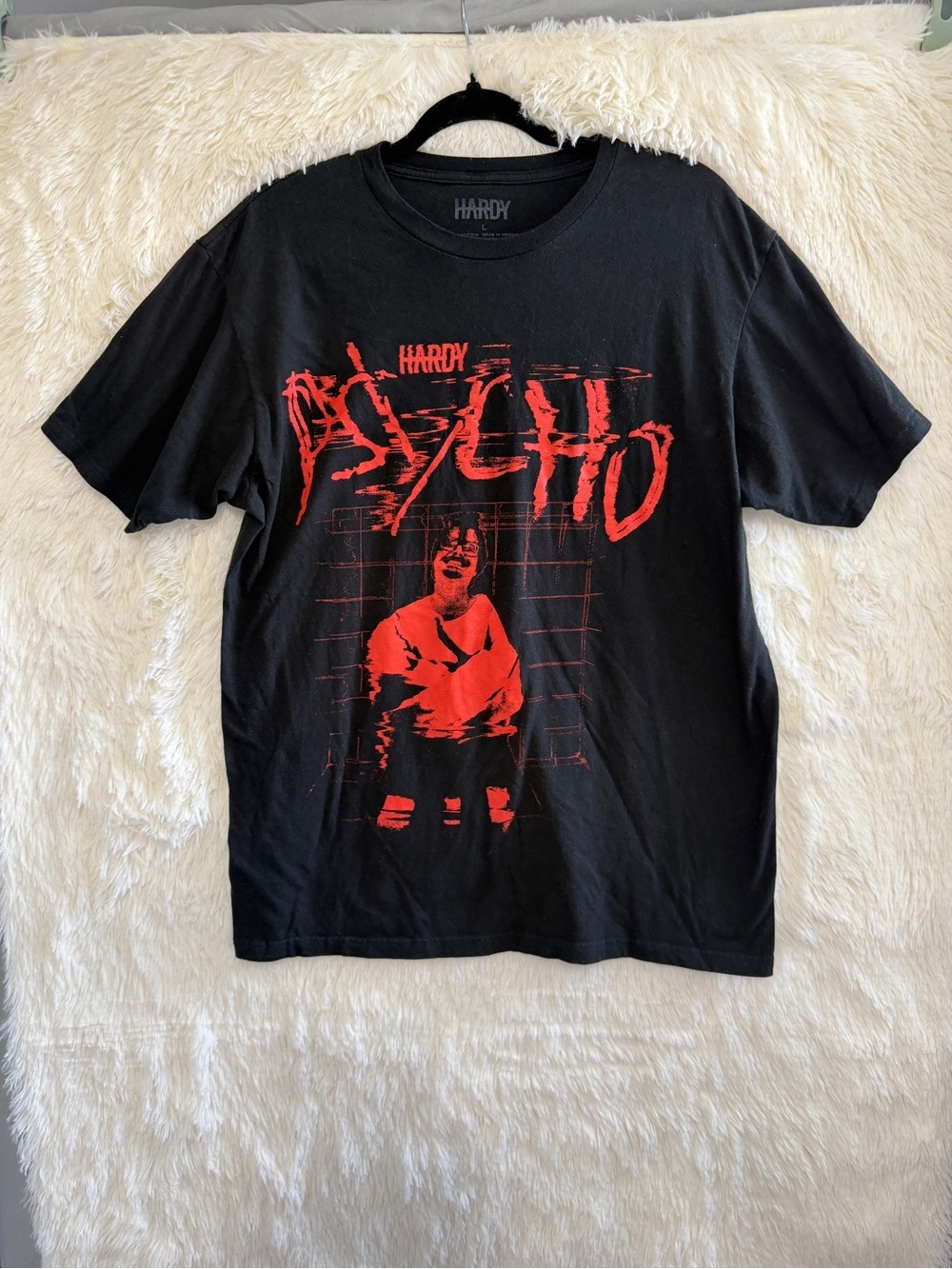 Hardy Unisex Psycho Portrait T-Shirt Size L Black Red Nu-Goth Horrorcore Cotton